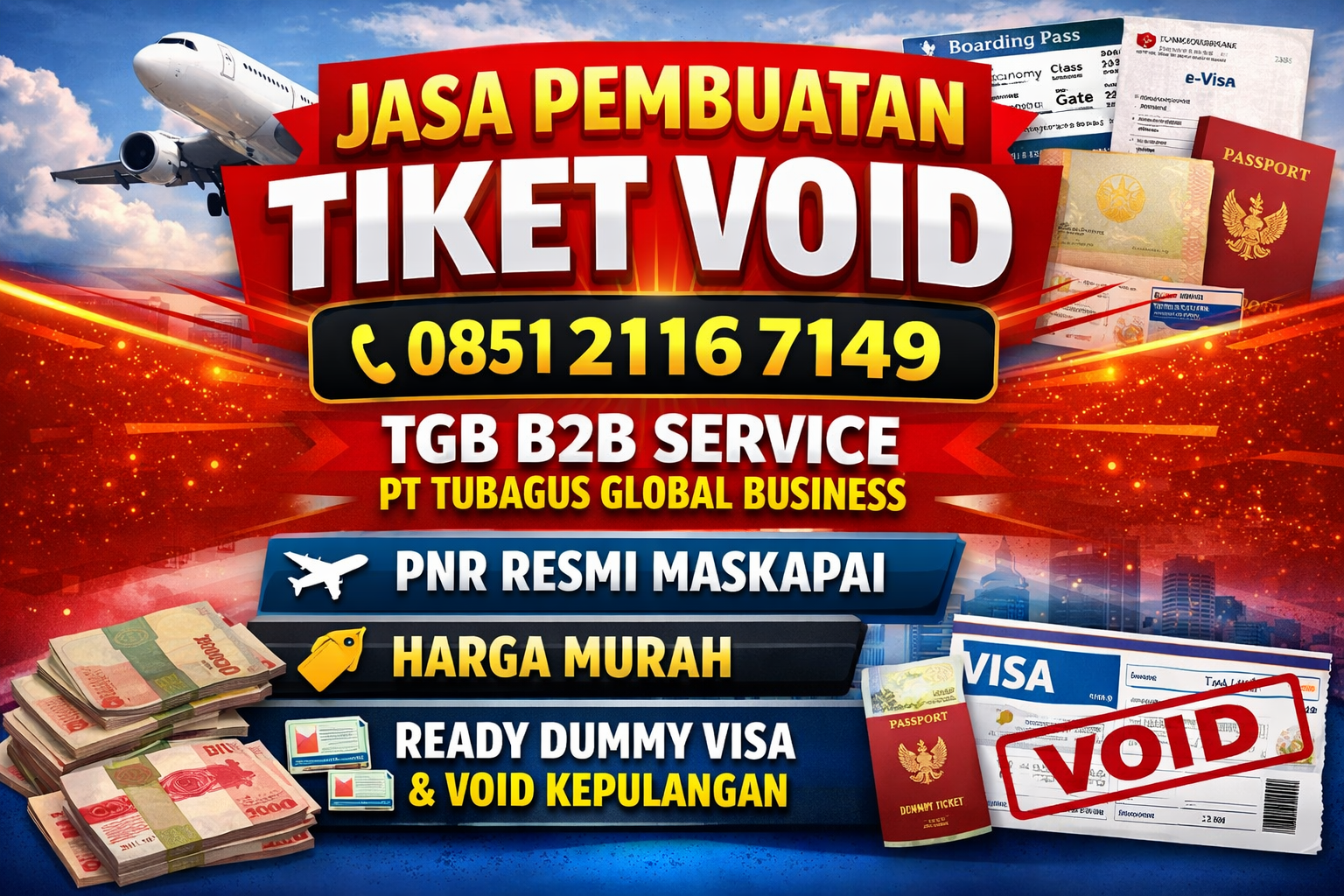 JUAL TIKET VOID HARGA TERMURAH CALL CENTER 24 JAM PROFESSIONAL TERPERCAYA HARGA MURAH ,RESMI DENGAN ADMIN FAST RESPON APPLY ISSUED TERCEPAT TGB B2B SERVICE - PT TUBAGUS GLOBA BUSINESS